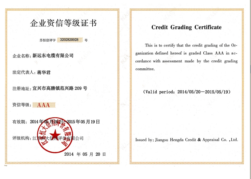 Credit Grading Certificate